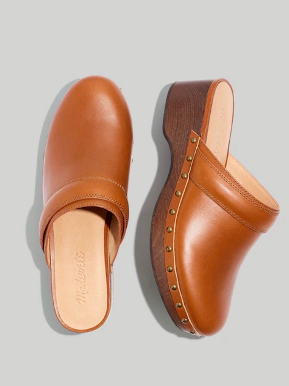 NWOB Madewell The Cecily Clog in Oiled Leather MSRP $168 size 7.5 brown